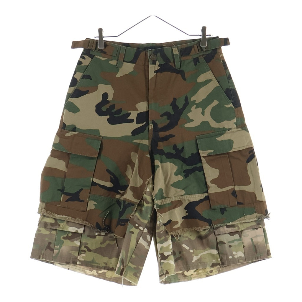 PROJECT G/R(プロジェクトジーアール) Layered Skirt Camo Cargo Shorts レイヤード スカート 迷彩 カモ カーゴショーツ カーキ
