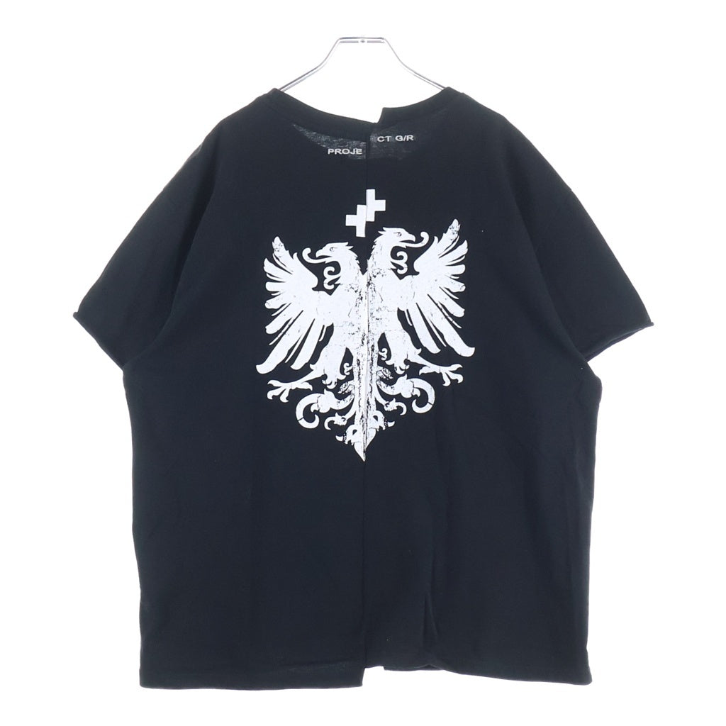 PROJECT G/R(プロジェクトジーアール) TIGHT FIT SPLIT T-SHIRT タイト フィット スプリット 半袖Tシャツ カットソー ブラック