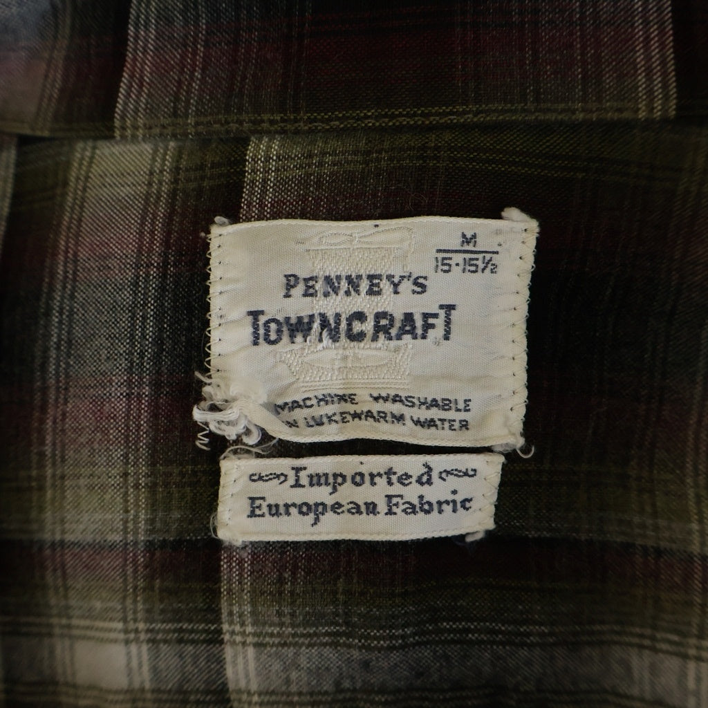 VINTAGE(ヴィンテージ) 60S TOWNCRAFT VINTAGE ヴィンテージ 船タグ チェック柄 長袖シャツ レッド