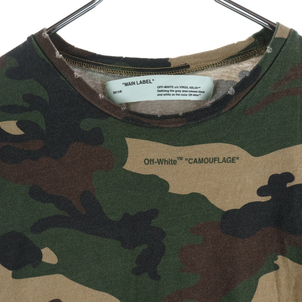 OFF-WHITE(オフホワイト) Camouflage Cotton T-shirts カモフラージュコットンTシャツ ロゴ刺繍クルーネック半袖Tシャツ OMAA027E18185021 カモ