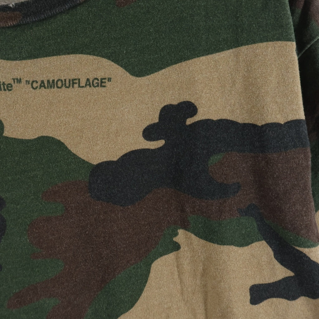OFF-WHITE(オフホワイト) Camouflage Cotton T-shirts カモフラージュコットンTシャツ ロゴ刺繍クルーネック半袖Tシャツ OMAA027E18185021 カモ