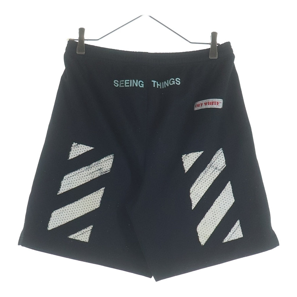 OFF-WHITE(オフホワイト) Diagonal Brushed Mesh Shorts ダイアゴナルブラッシュドメッシュショーツ ロゴプリントドローストリングハーフパンツ OMCB006F17017017 ブラック