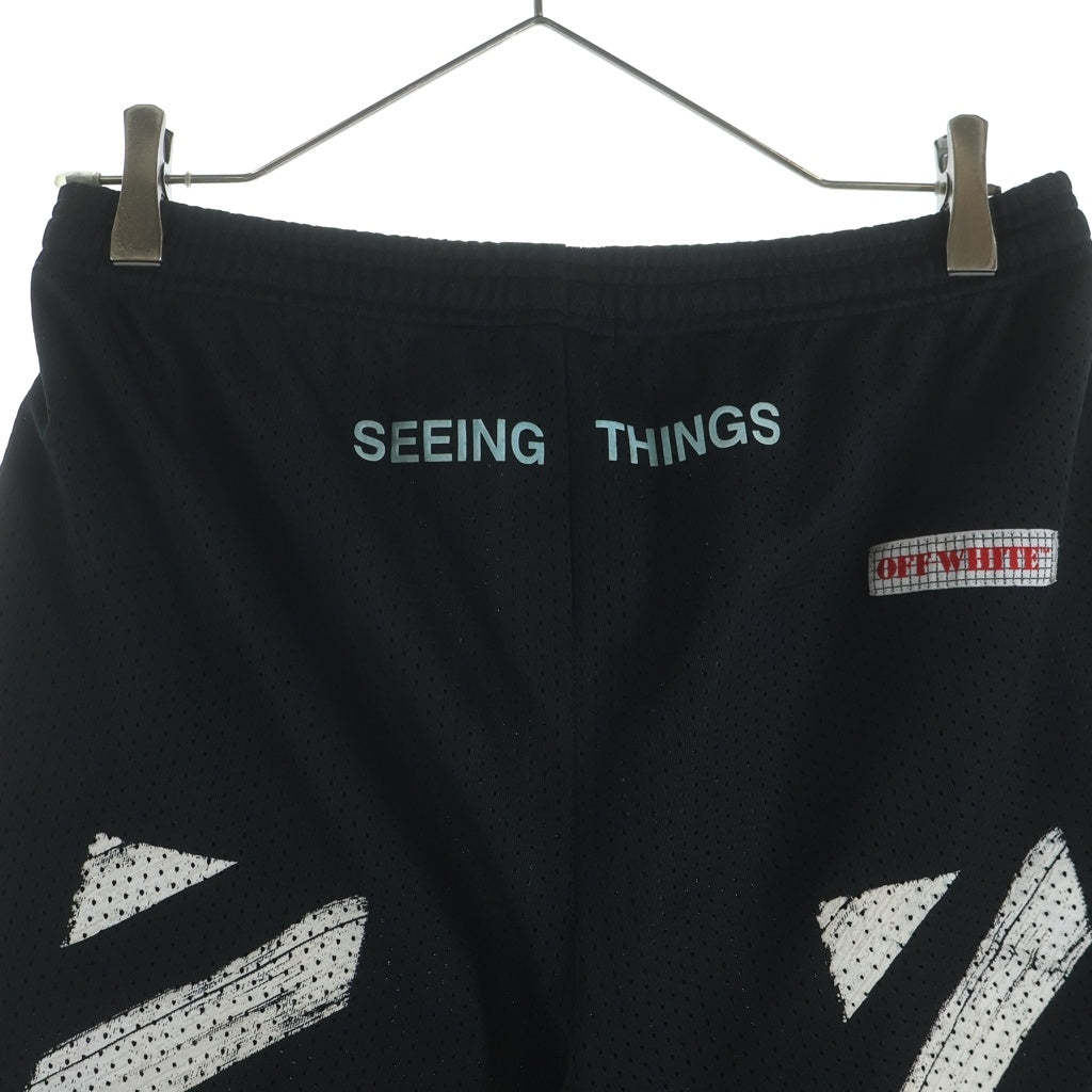 OFF-WHITE(オフホワイト) Diagonal Brushed Mesh Shorts ダイアゴナルブラッシュドメッシュショーツ ロゴプリントドローストリングハーフパンツ OMCB006F17017017 ブラック