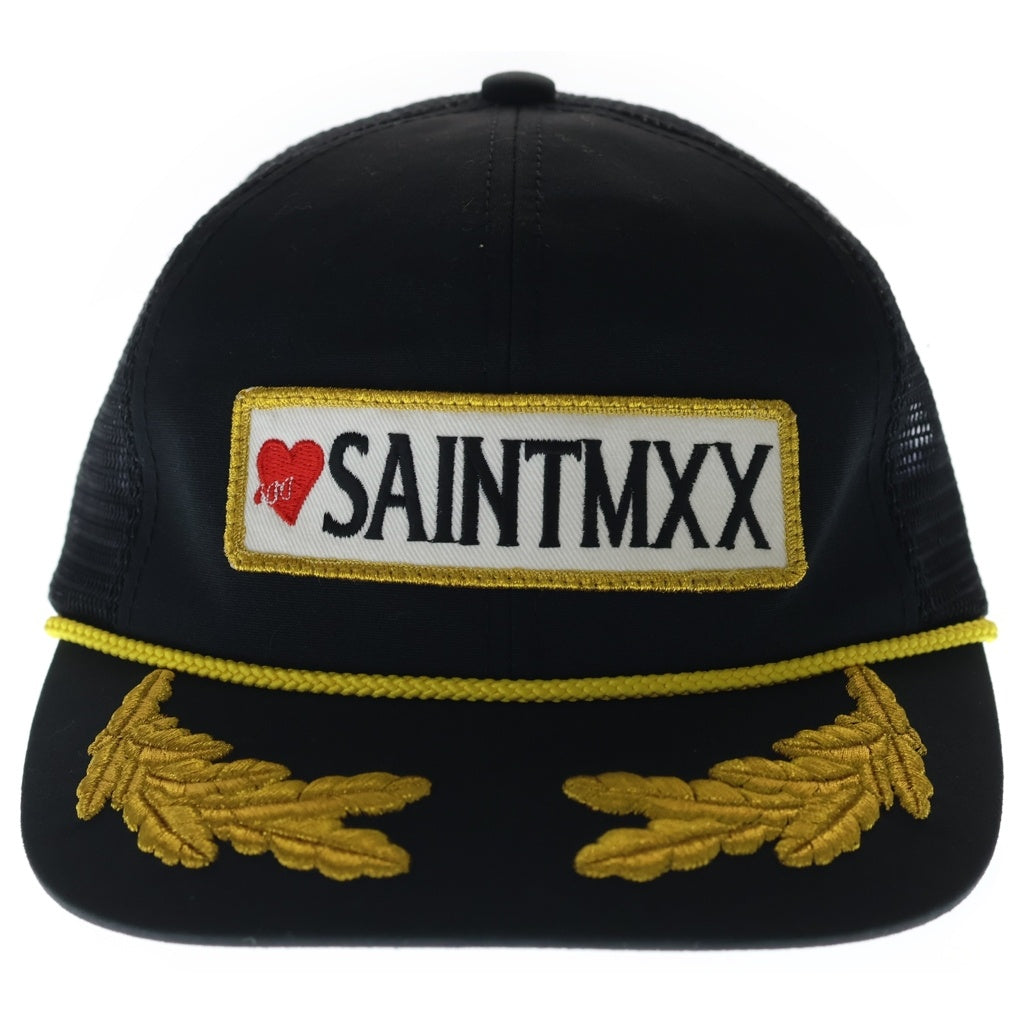 SAINT MICHAEL(セントマイケル) SAINT MX6 MESH CAP ロゴワッペンデザイン メッシュキャップ 帽子 ブラック SM-HR1-0000-095