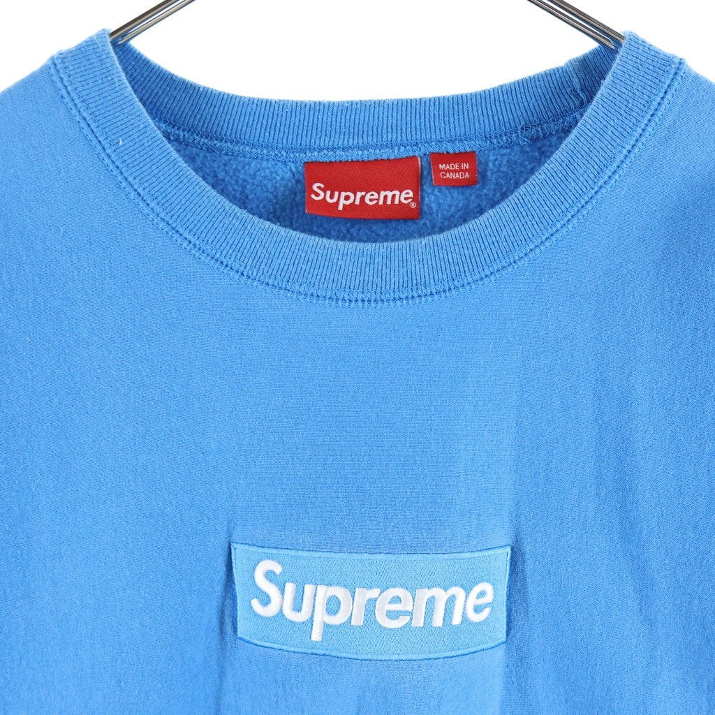 SUPREME(シュプリーム) 18AW Box Logo Crewneck Sweatshirts ボックスロゴクルーネックスウェットシャツ ロゴ刺繍スウェットトレーナー ブルー
