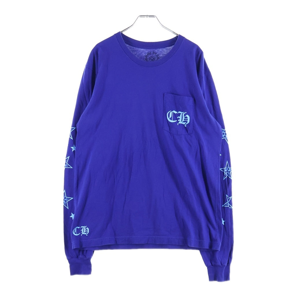 CHROME HEARTS(クロムハーツ) Star Print L/S Tee スタープリントロングスリーブTシャツ ロゴプリントクルーネック長袖Tシャツ ブルー