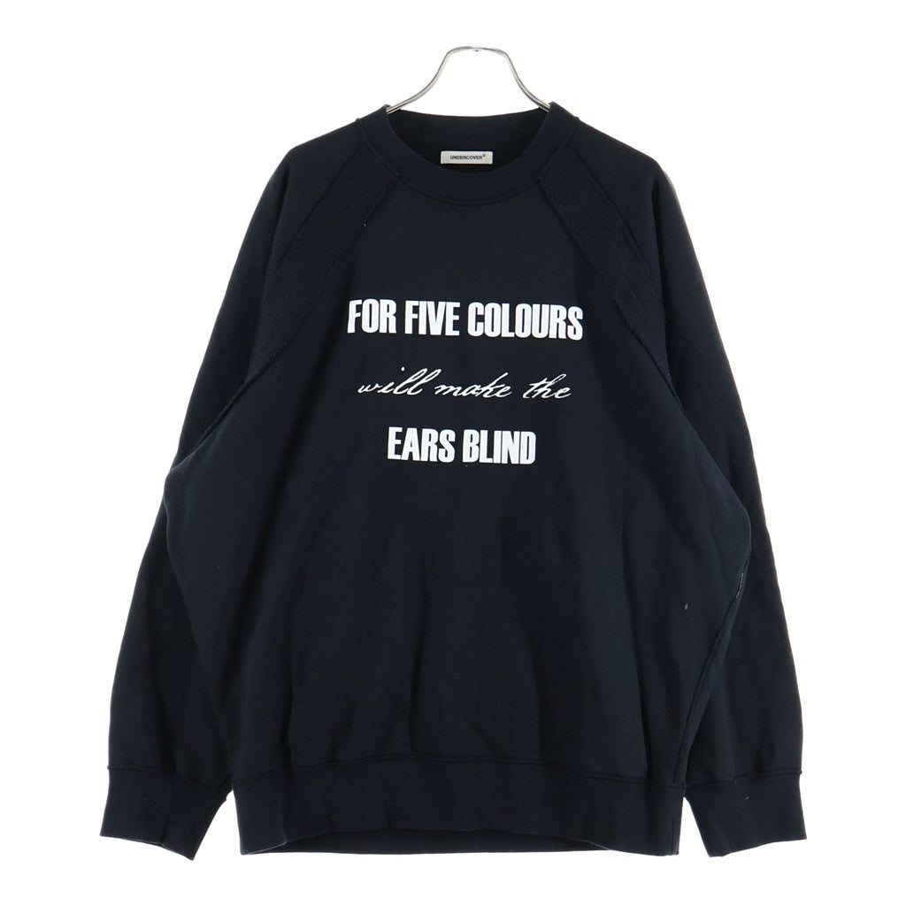 UNDERCOVER(アンダーカバー) 25SS Reversible Raglan Sweatshirt リバーシブルラグランスウェットシャツ ロゴプリントクルーネックスウェットトレーナー UP1E4807-2 ブラック