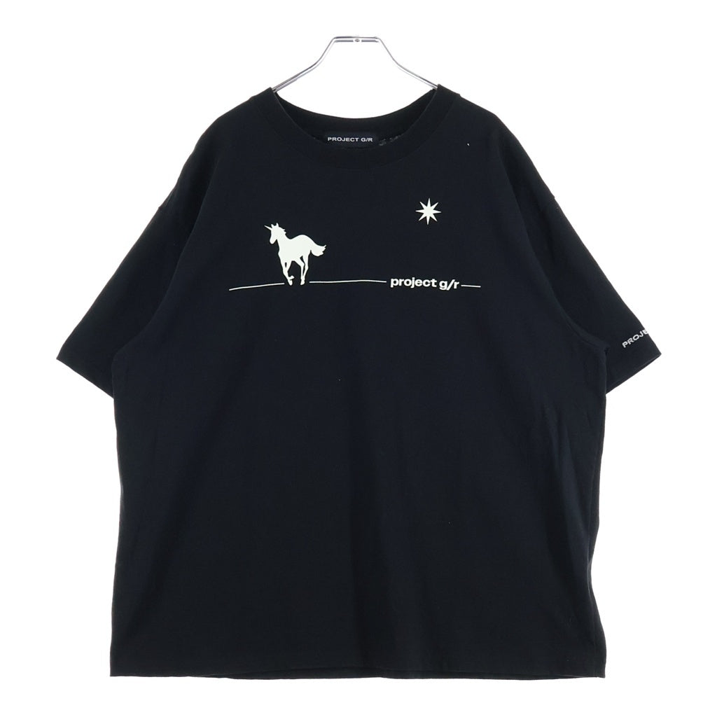 PROJECT G/R(プロジェクトジーアール) 25SS DEFINITELY T-SHIRT NUBIAN HARAJUKU POP-UP ヌビアン別注 100着限定 ユニコーンデザイン 半袖Tシャツ ブラック