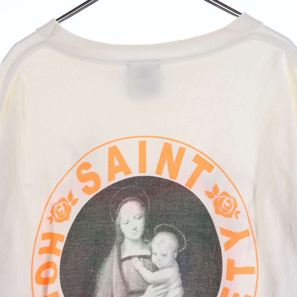 SAINT MICHAEL(セントマイケル) 24SS PINK HEART LS TEE フロントハートプリント 長袖Tシャツ カットソー ホワイト SM-YS8-0000-020