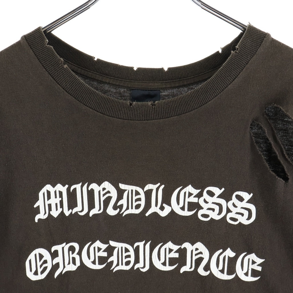 NUMBER (N)INE(ナンバーナイン) 04AW Give Peace a Chance フロント プリント 半袖Tシャツ カットソー ブラウン