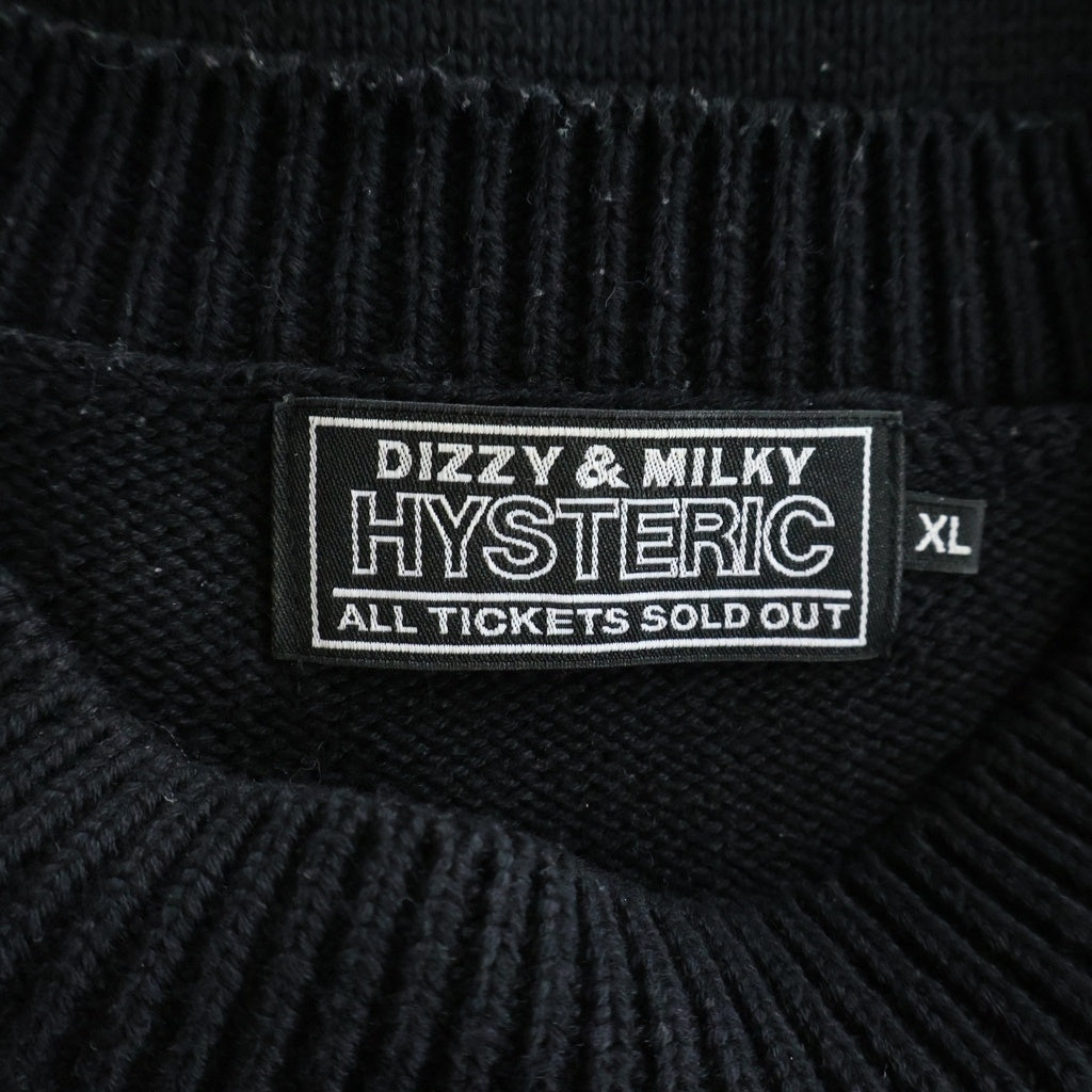 HYSTERIC GLAMOUR(ヒステリックグラマー) グラフィックデザイン クルーネック ニットセーター ブラック 02251NS01