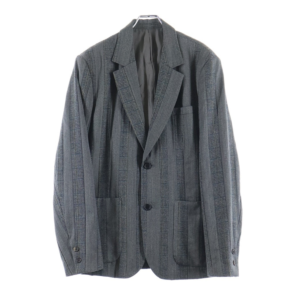 UNDERCOVER(アンダーカバー) 01-02AW D.A.V.F期 グレンチェックストライプテーラードジャケット 袖ビジュー装飾シングル2Bジャケット S242 グレー