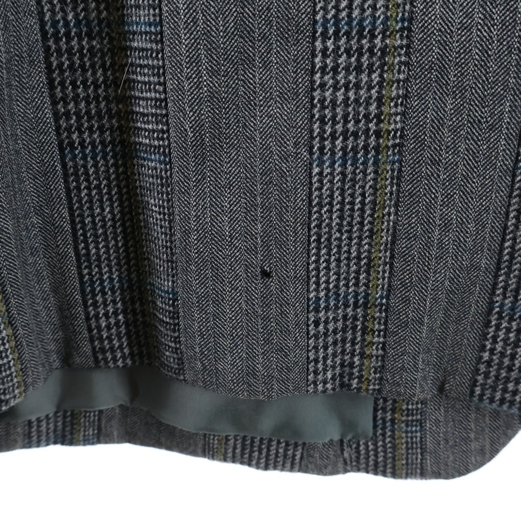 UNDERCOVER(アンダーカバー) 01-02AW D.A.V.F期 グレンチェックストライプテーラードジャケット 袖ビジュー装飾シングル2Bジャケット S242 グレー