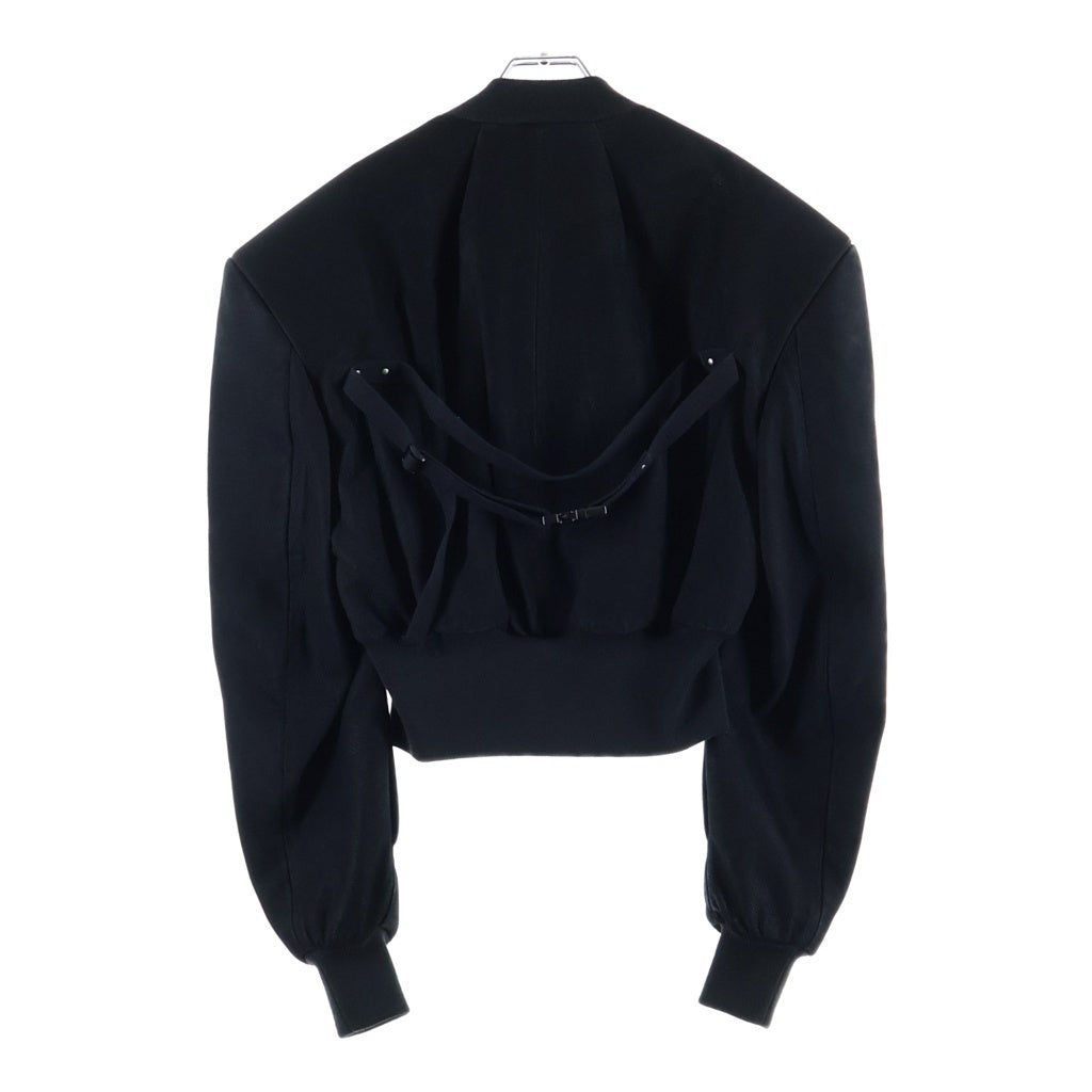 Rick Owens(リックオウエンス) 24SS LIDO EDFU Flight Jacket リド期 EDFUフライトジャケット ジップアップバックストラップレザージャケット RU01D3749-LCK ブラック