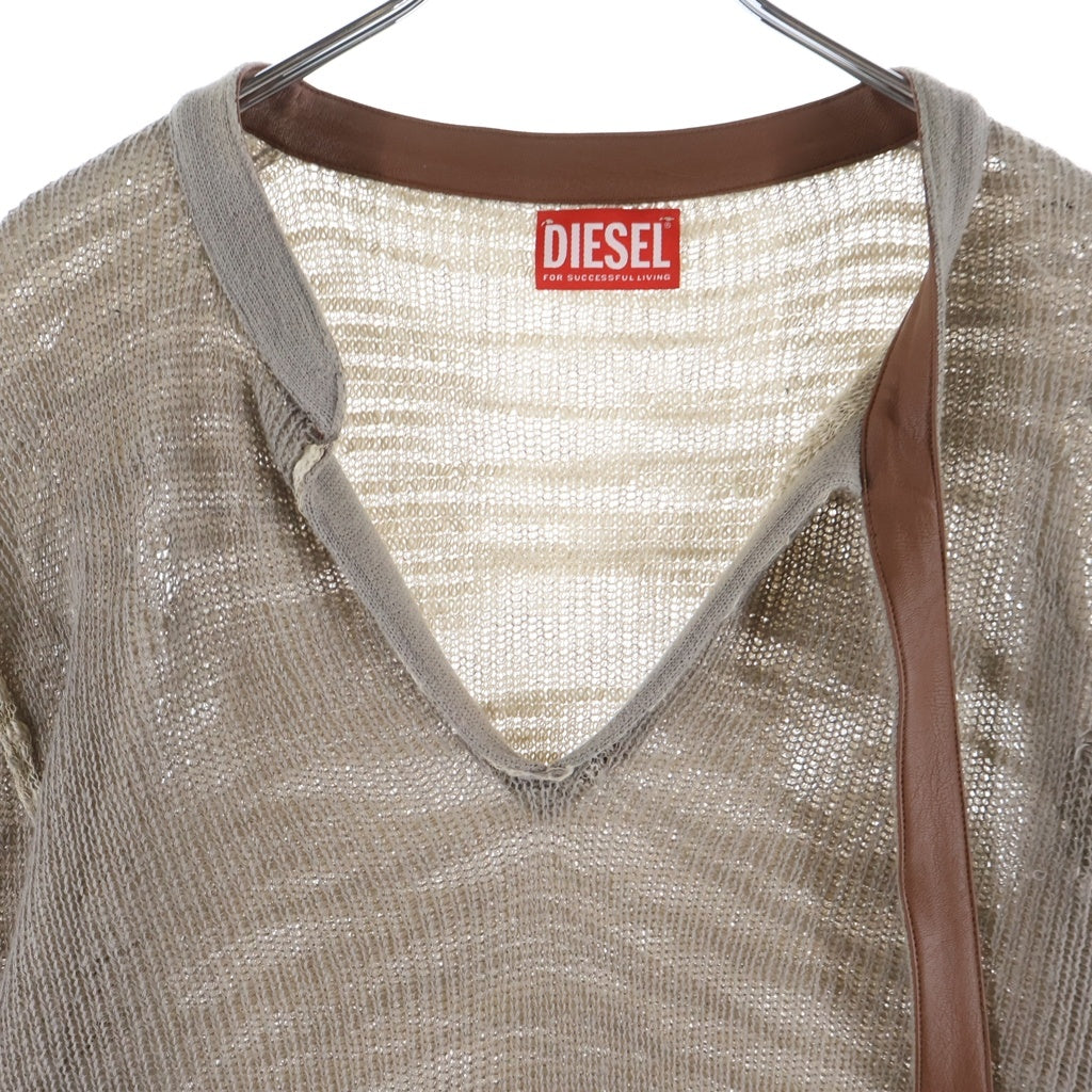 DIESEL(ディーゼル) K-DAIANERIS Vneck Knit Sweater Kダイネリス ダメージ加工Vネックニットセーター A23159-0EGEG ベージュ