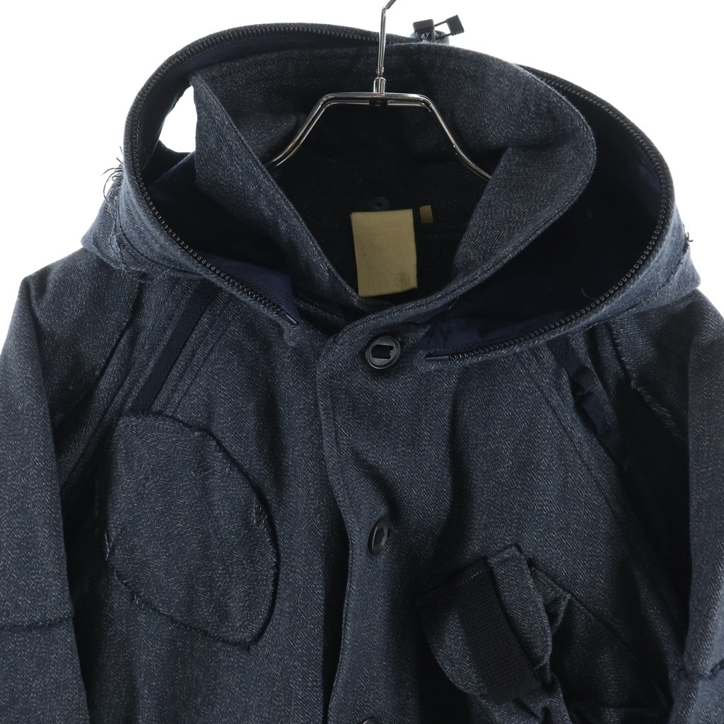 JIAN YE(ジェン イェ) 23AW HUNTER JKT ハンタージャケット マルチポケットボタンダウンフーデットジャケット インディゴ