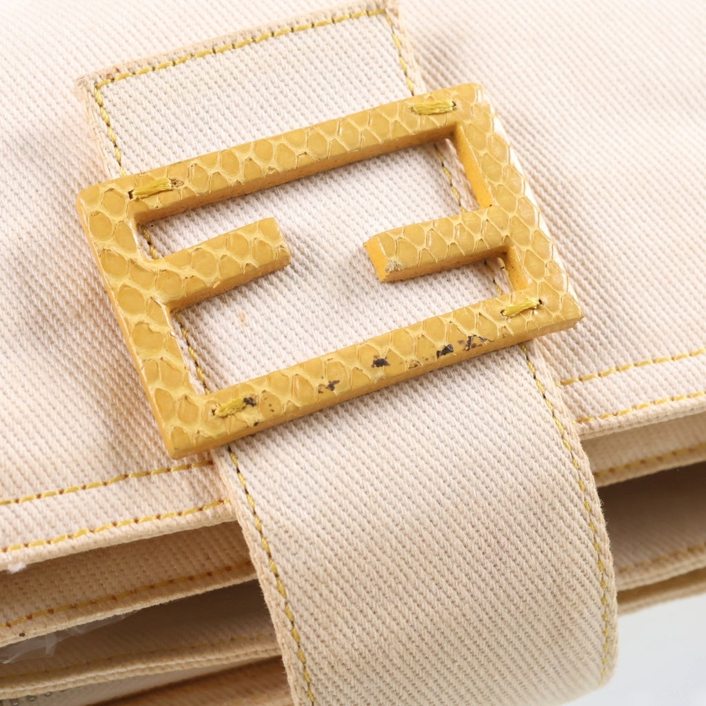 FENDI(フェンディ) パイソン柄 マンマバケット ハンドバッグ ショルダーバッグ イエロー/ベージュ レディース
