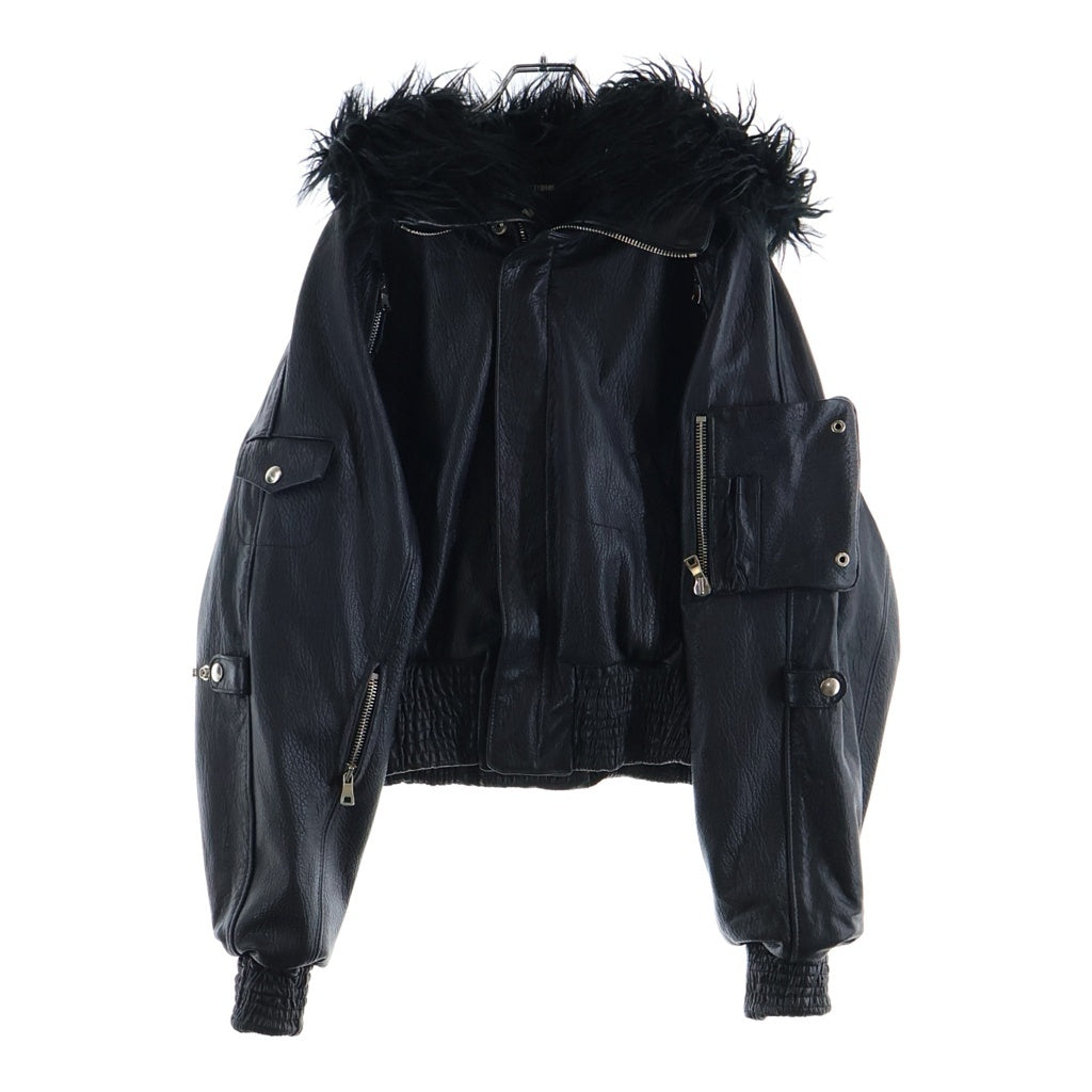 NO/FAITH STUDIOS(ノーフェイスストゥディオス) ASTRO FUR JACKET ファー付き フーデット レザー ジャケット ブラック