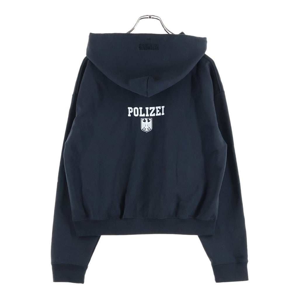 VETEMENTS(ヴェトモン) 25AW POLIZEI Zip Up Hoodie ポリツァイジップアップフーディー ロゴプリントジップアップパーカー ブラック