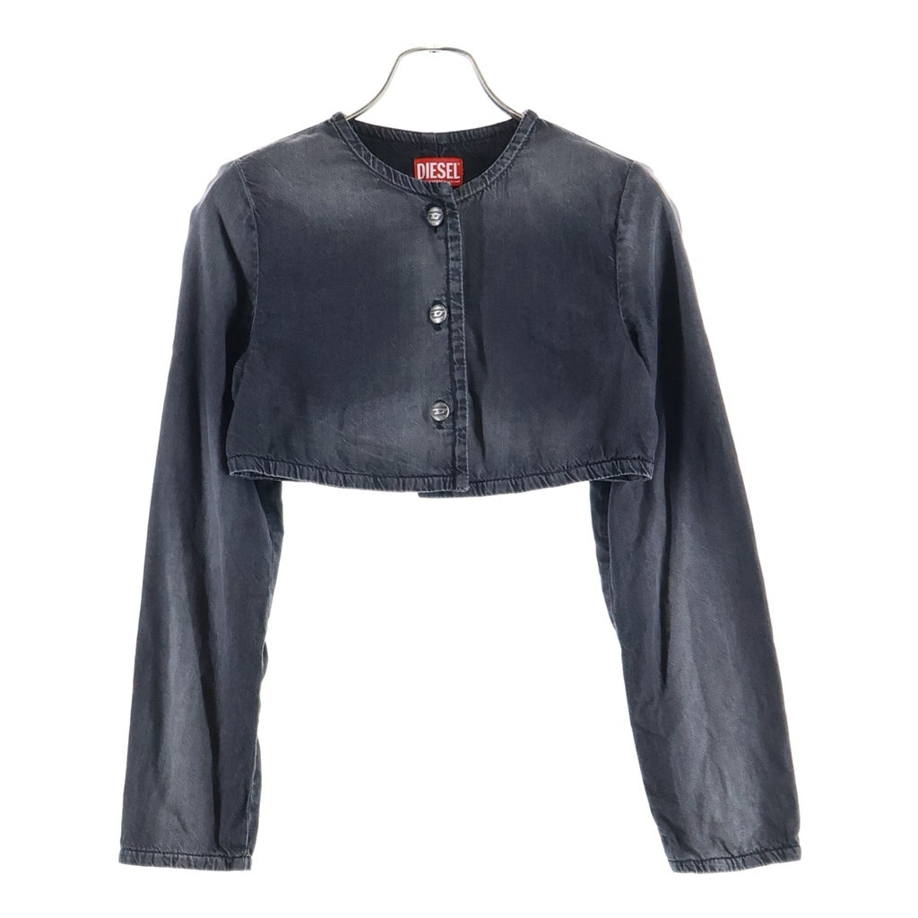 DIESEL(ディーゼル) DE-TERRI-S Cropped Jacket In Lightweight Denim クロップドジャケットインライトウェイトデニム ノーカラーデニムジャケット レディース ブラック A21715068VM