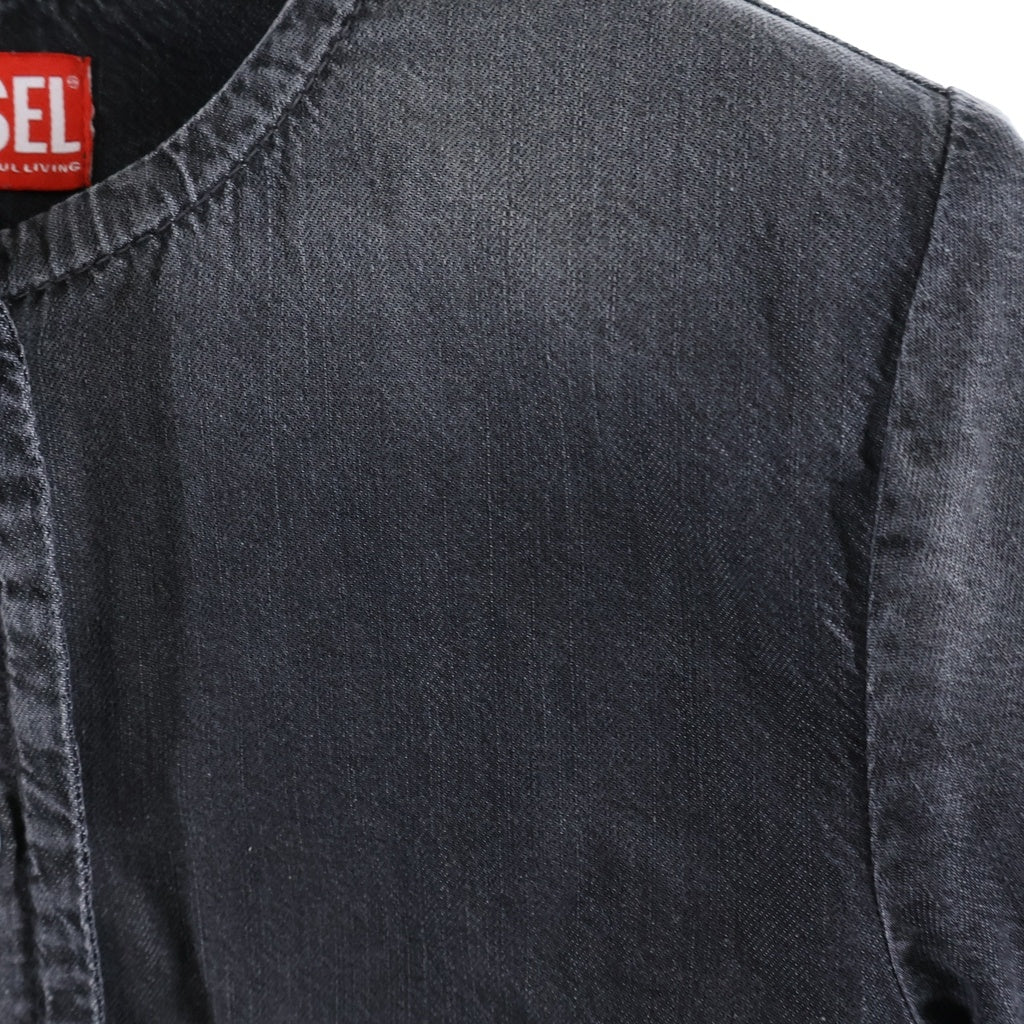 DIESEL(ディーゼル) DE-TERRI-S Cropped Jacket In Lightweight Denim クロップドジャケットインライトウェイトデニム ノーカラーデニムジャケット レディース ブラック A21715068VM