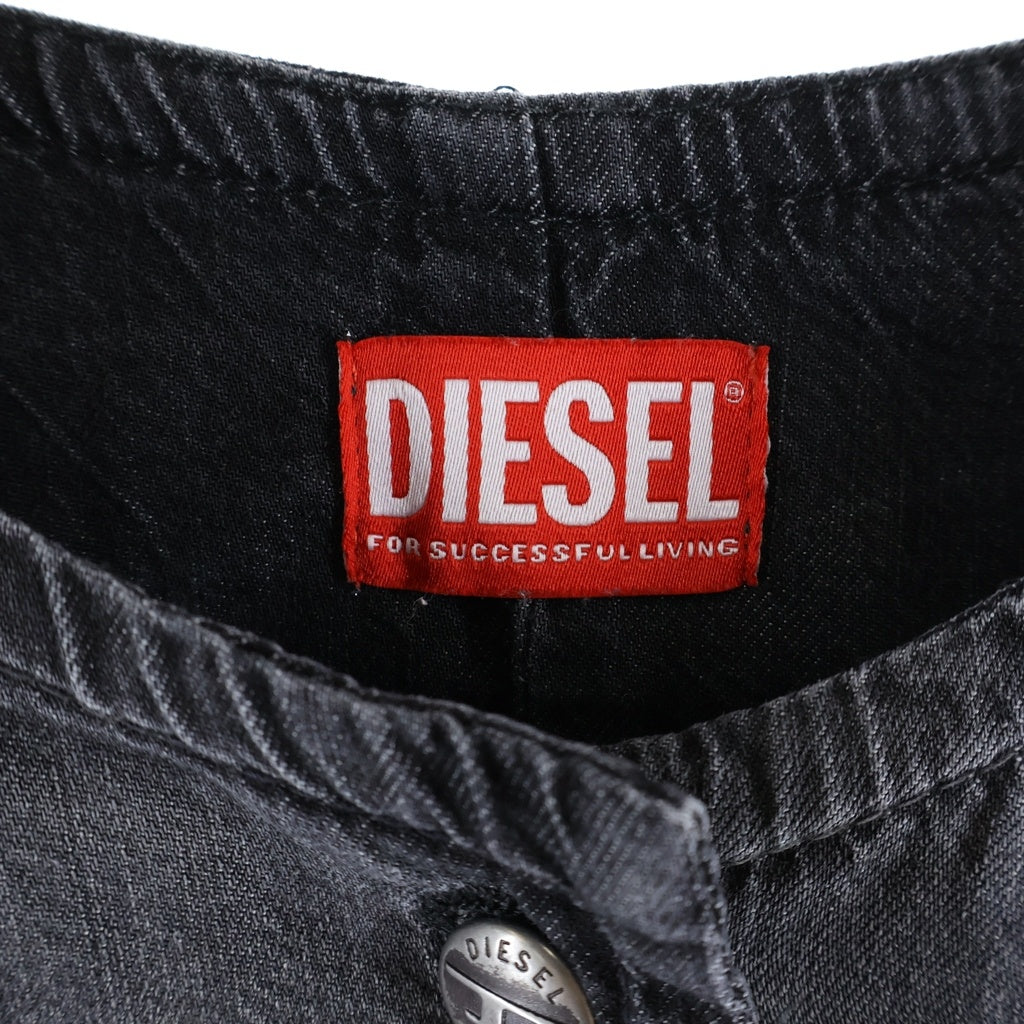 DIESEL(ディーゼル) DE-TERRI-S Cropped Jacket In Lightweight Denim クロップドジャケットインライトウェイトデニム ノーカラーデニムジャケット レディース ブラック A21715068VM