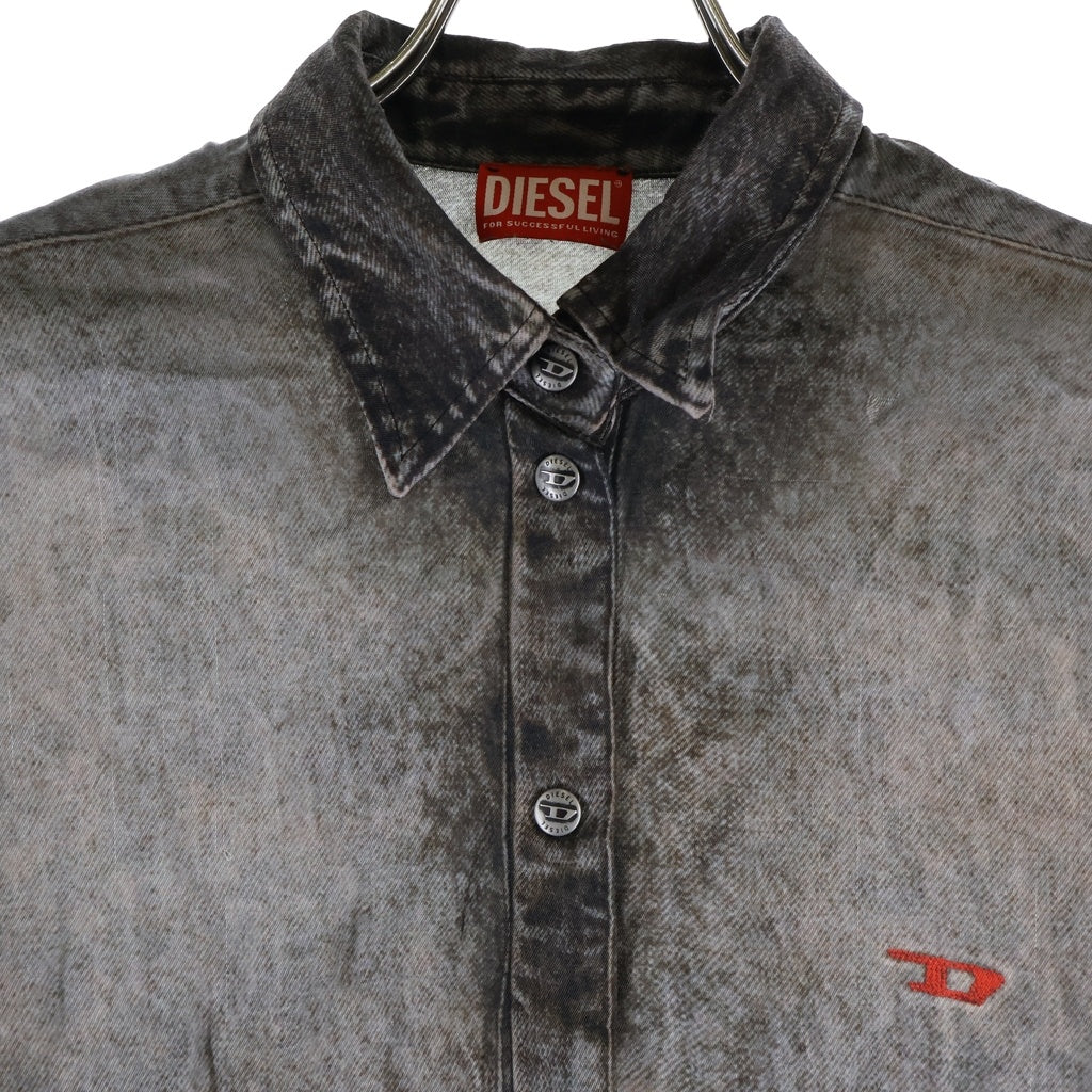 DIESEL(ディーゼル) D-ILETTA Midi Dress ラップシャツミディアムドレス トロンプルイユグラフィックワンピース レディース マルチ A185770LKCT