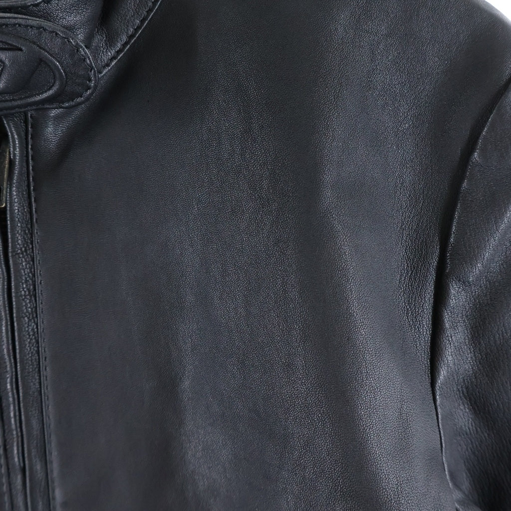 DIESEL(ディーゼル) L-SORY-N1 Leather Suit Jacket レザースーツジャケット ジップアップシープレザーシングルジャケット レディース ブラック A122200THAF