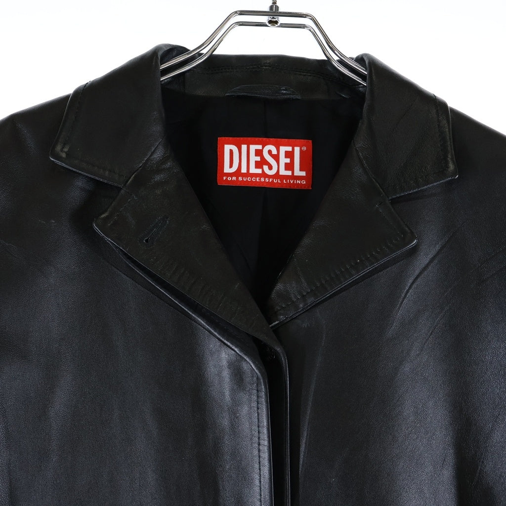 DIESEL(ディーゼル) L-ORY Leather And Denim Coat レザーアンドデニムコート ドッキングロングコート レディース ブラック A140100LIBI
