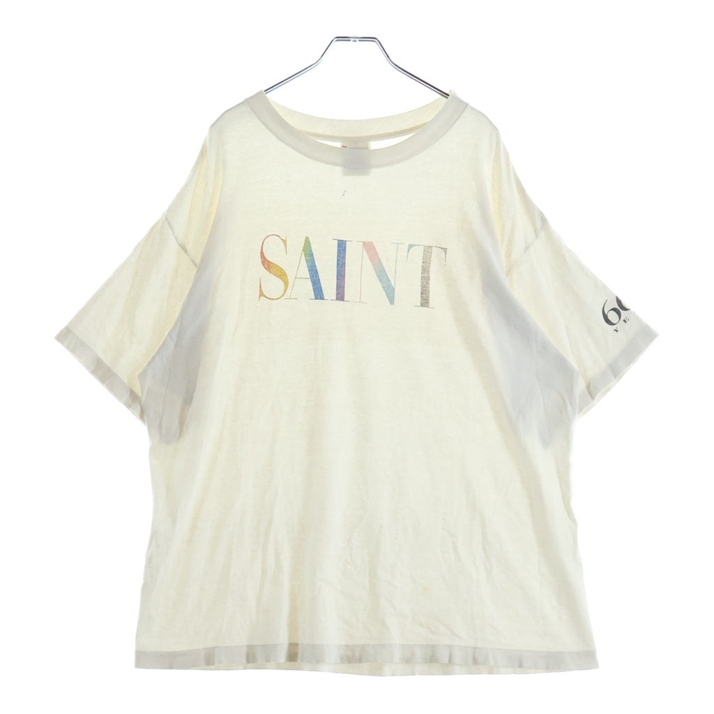 SAINT MICHAEL(セントマイケル) 24AW RAINBOW SAINT TEE ロゴプリントTシャツ ホワイト SM-YS1-0000-007