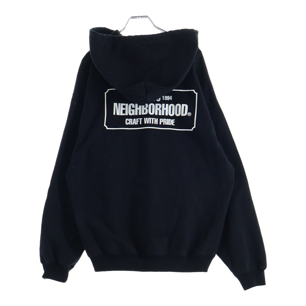 NEIGHBORHOOD(ネイバーフッド) 25AW CLASSIC SWEAT HALF ZIP HOODIE LS クラシックハーフジップフーディーロングスリーブ ロゴプリントハーフジッププルオーバーパーカー 252UWNH-CSM02 ブラック