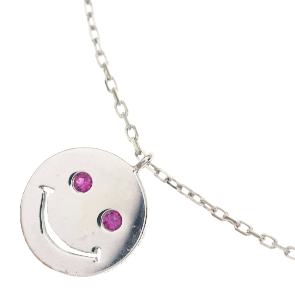 NO BRAND(ノーブランド) Ex'position エクスポジション Ruby Smiley Face Necklace ルビースマイリーフェイスネックレス K10 フェイスモチーフネックレス シルバー