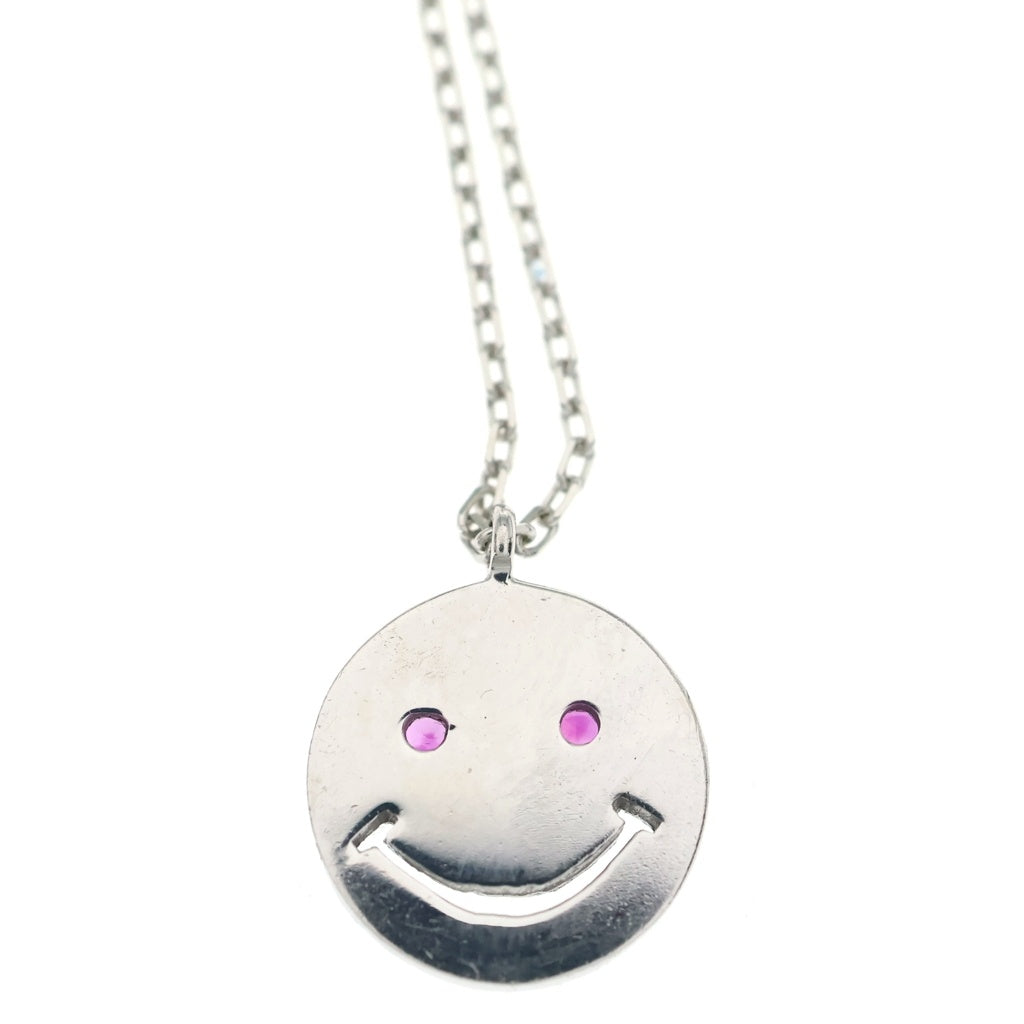 NO BRAND(ノーブランド) Ex'position エクスポジション Ruby Smiley Face Necklace ルビースマイリーフェイスネックレス K10 フェイスモチーフネックレス シルバー