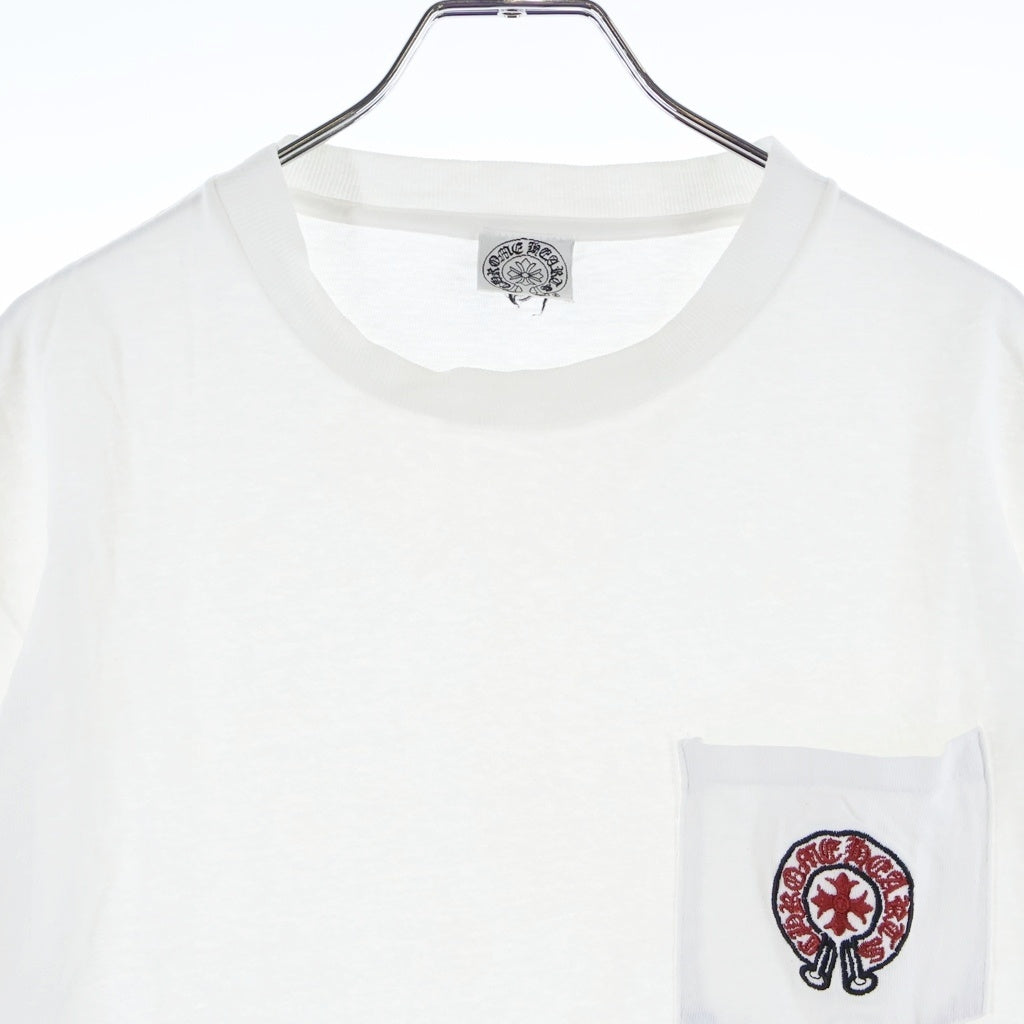 CHROME HEARTS(クロムハーツ) OLD CH PLS S/S オールド CHプラス刺繍 クルーネック半袖Tシャツ ホワイト/レッド