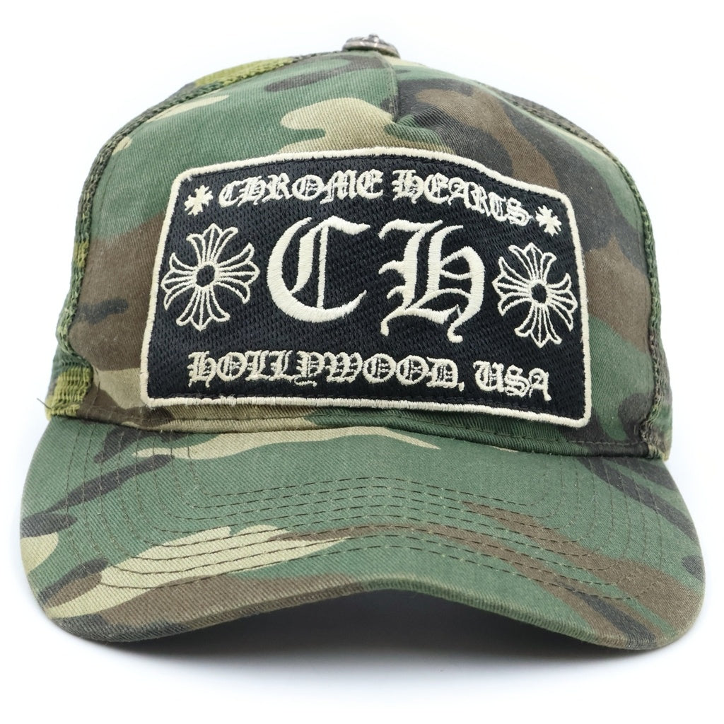CHROME HEARTS(クロムハーツ) TRUCKER CAP トラッカーキャップ CHパッチ クロスボール カモフラ メッシュ帽子 カーキ