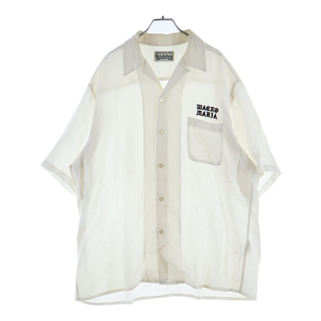 WACKO MARIA(ワコマリア) 50'S OPEN COLLAR SHIRT ロゴ刺繍 オープンカラー フロントポケット 半袖シャツ ホワイト