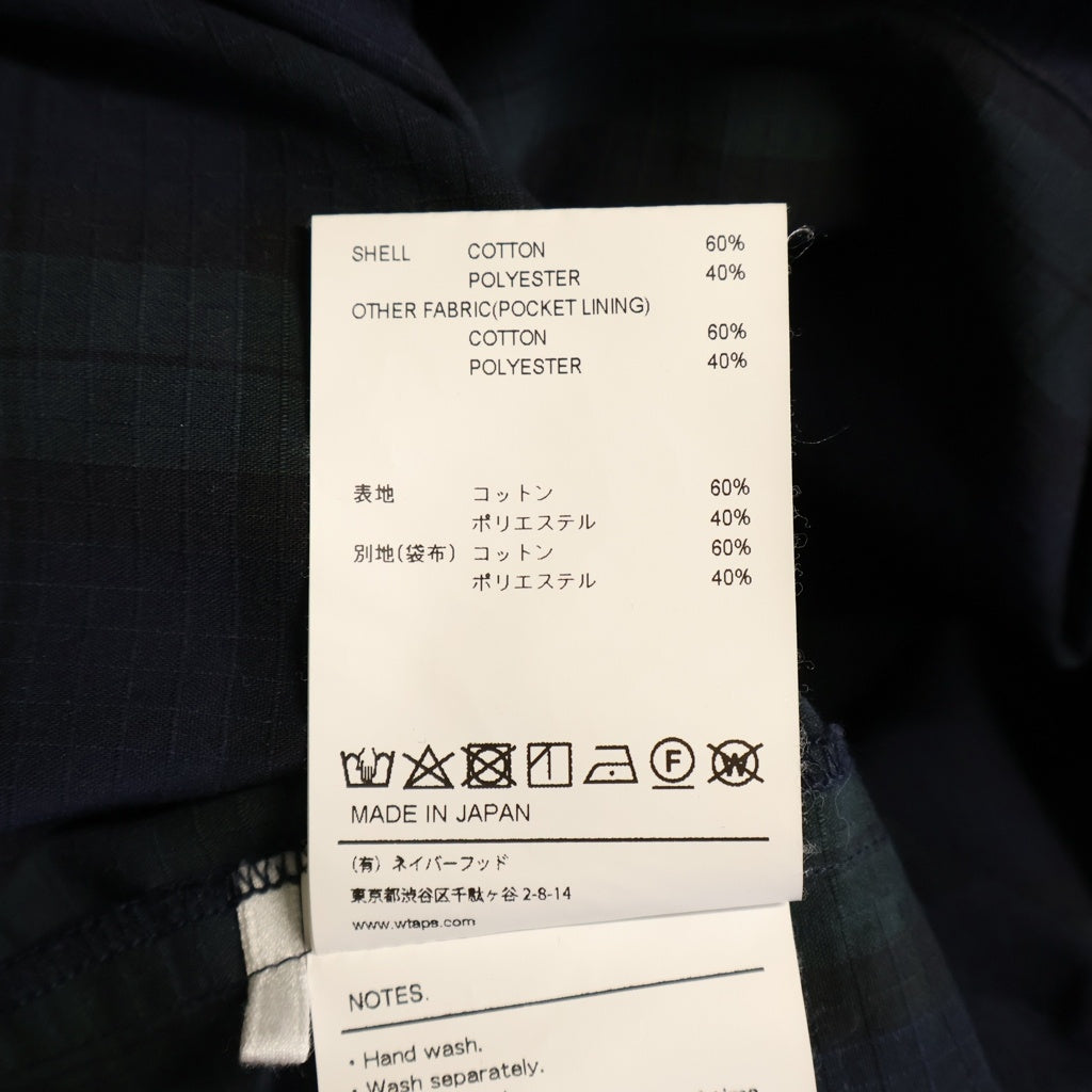 WTAPS(ダブルタップス) 21SS フロントポケット チェック柄 長袖シャツ ネイビー 211GWDT-SHM01