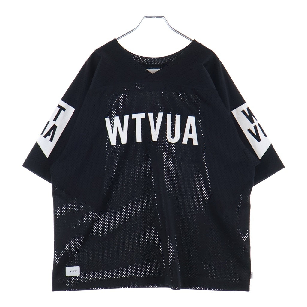 WTAPS(ダブルタップス) 19SS QB TEE POLY プリントデザイン メッシュ フットボール半袖Tシャツ ブラック 191ATDT-CSM29