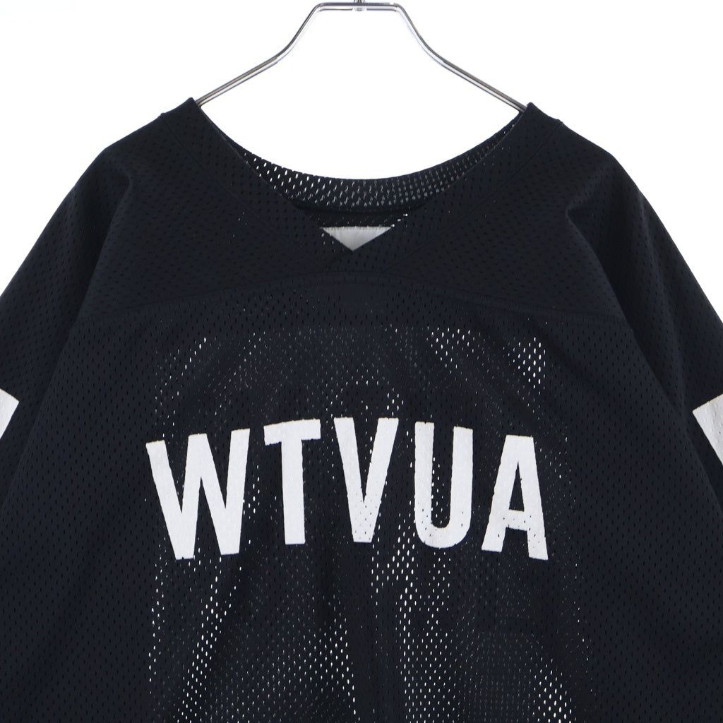 WTAPS(ダブルタップス) 19SS QB TEE POLY プリントデザイン メッシュ フットボール半袖Tシャツ ブラック 191ATDT-CSM29