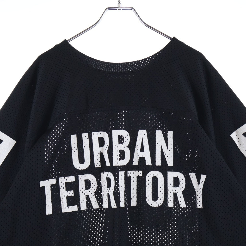 WTAPS(ダブルタップス) 19SS QB TEE POLY プリントデザイン メッシュ フットボール半袖Tシャツ ブラック 191ATDT-CSM29