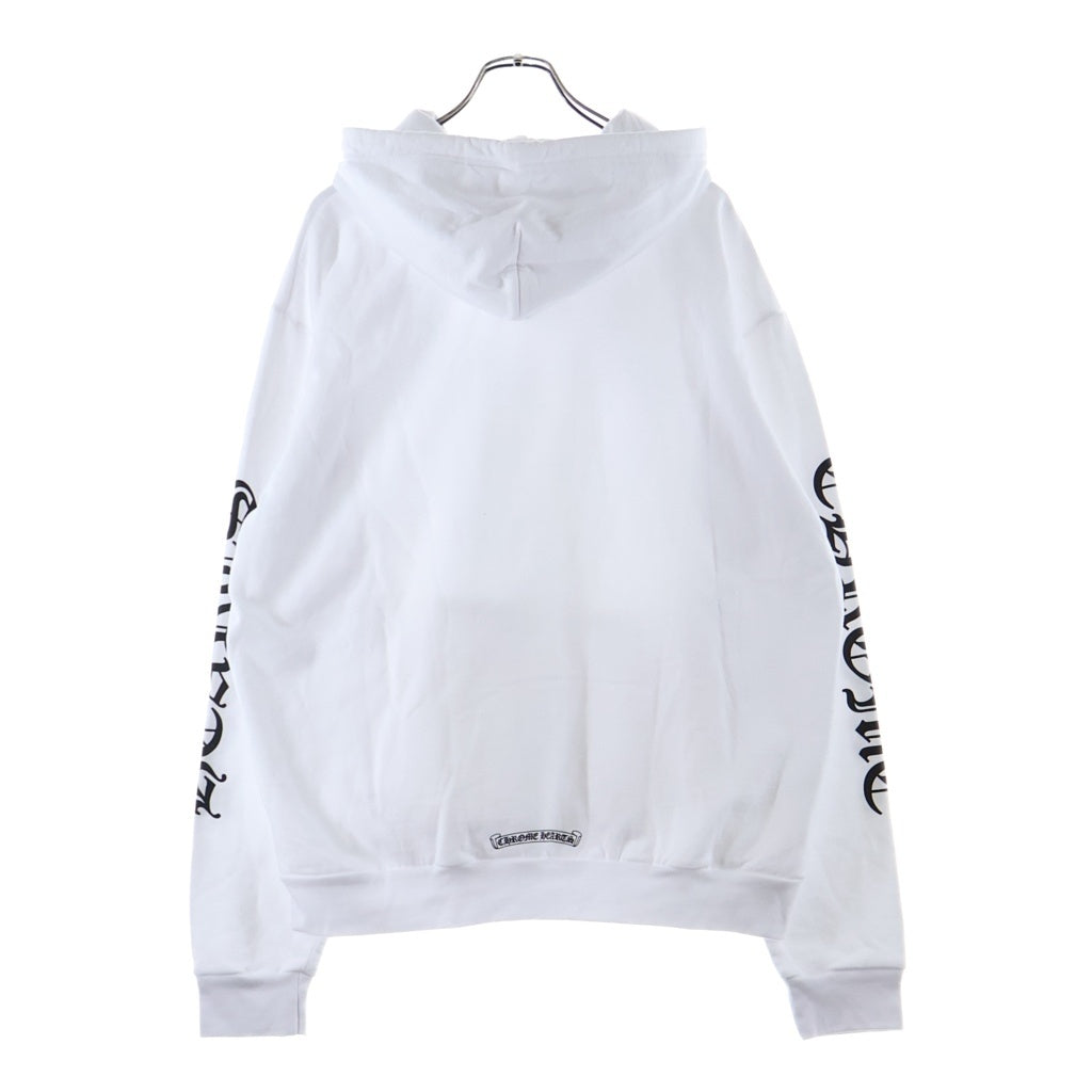 CHROME HEARTS(クロムハーツ) VERTICAL LOGO HOODIE バーティカルロゴ アームロゴプリント スウェット プルオーバーパーカー ホワイト