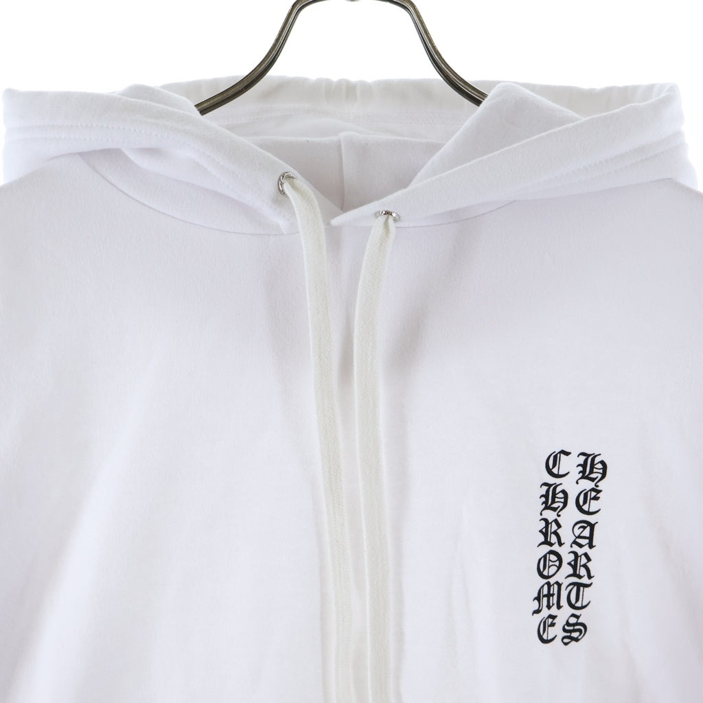 CHROME HEARTS(クロムハーツ) VERTICAL LOGO HOODIE バーティカルロゴ アームロゴプリント スウェット プルオーバーパーカー ホワイト