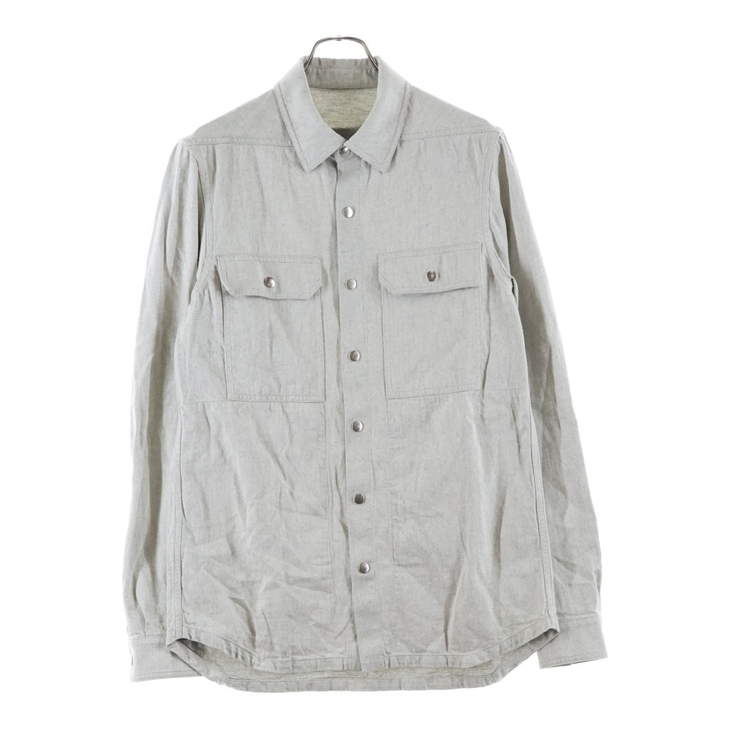 Rick Owens(リックオウエンス) 25SS Flap Pocket Shirt Jacket フラップ ポケット スナップボタン シャツ ジャケット ライトグレー RU01E5729-DRD