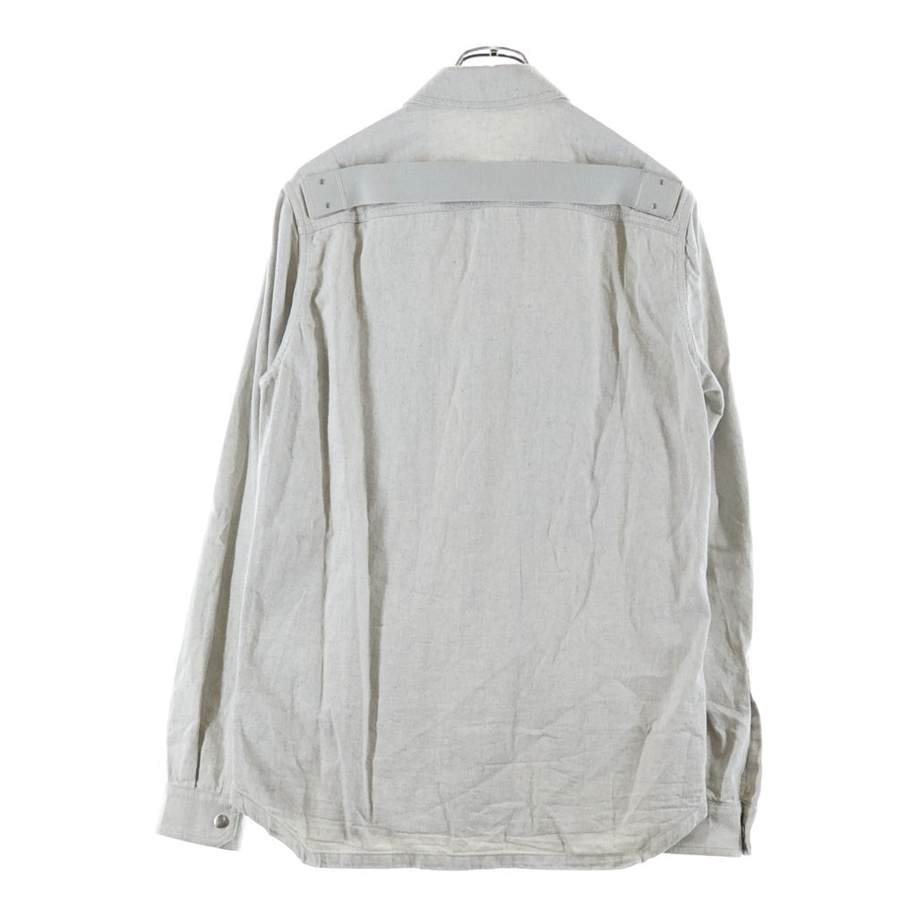 Rick Owens(リックオウエンス) 25SS Flap Pocket Shirt Jacket フラップ ポケット スナップボタン シャツ ジャケット ライトグレー RU01E5729-DRD