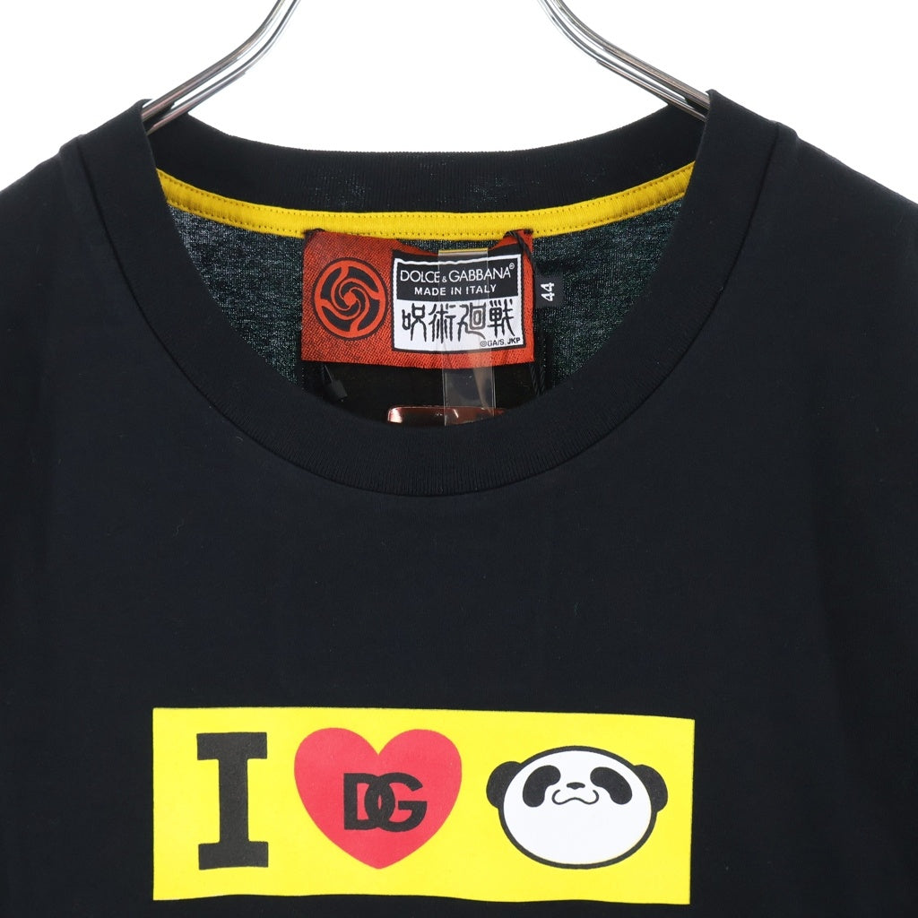 DOLCE & GABBANA(ドルチェアンドガッバーナ) ×呪術廻戦 I Love Panda T-Shirts アイラブパンダTシャツ ロゴプリントクルーネック半袖Tシャツ ブラック I8AGDZ FU7EQ