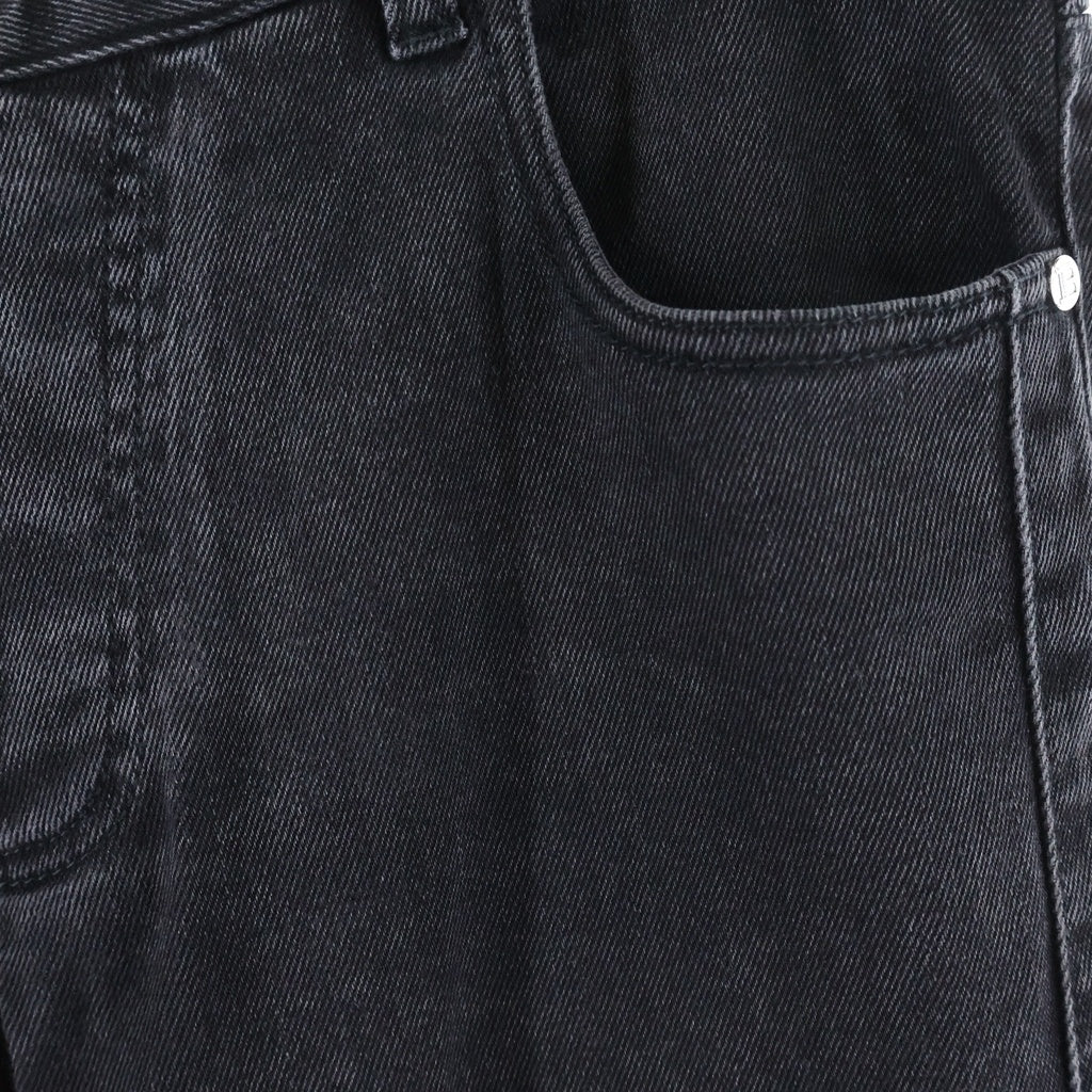 BALMAIN(バルマン) Slim Fit Biker Denim スリムフィットバイカーデニム エンボスロゴ蛇腹切替ボタンフライスキニーデニムジーンズ ブラック MG065DB67