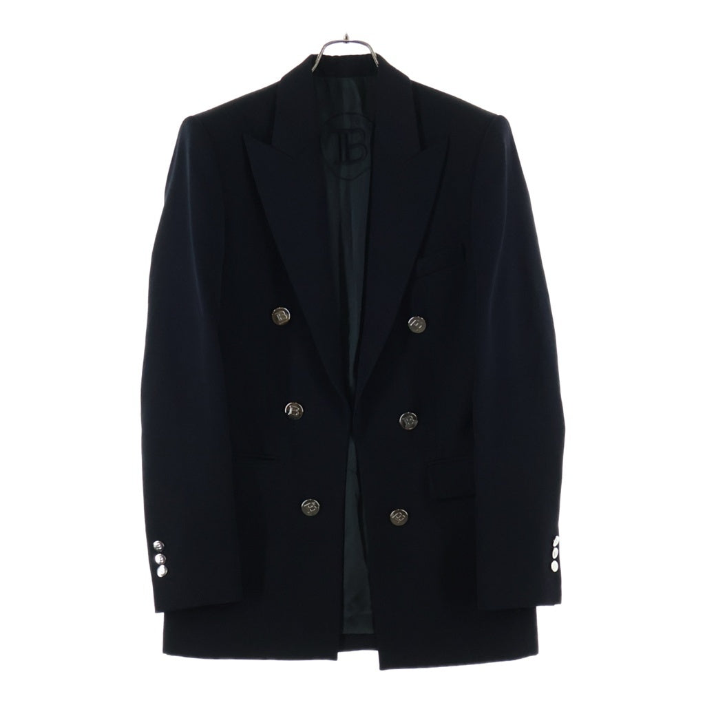BALMAIN(バルマン) Front Open Button Jacket フロントオープンボタンジャケット ピークドラペルダブルテーラードジャケット ブラック I015WB05