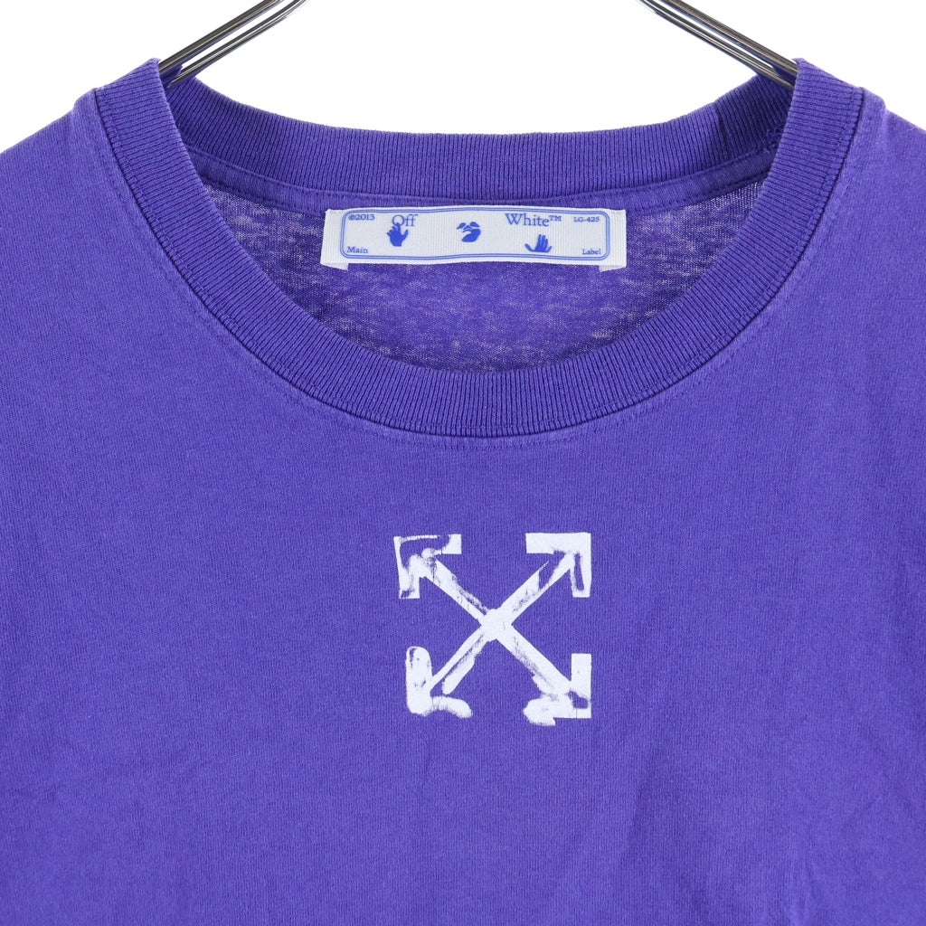 OFF-WHITE(オフホワイト) 20SS Arrows Logo Cropped Top アローズロゴクロップドトップ ロゴプリントクルーネッククロップド半袖Tシャツ パープル OWAA081S20JER001 レディース