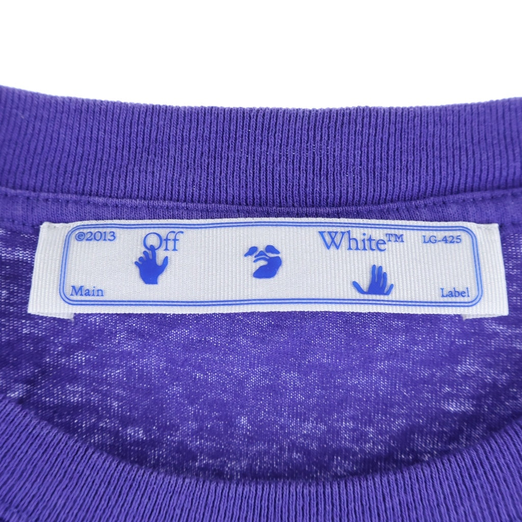 OFF-WHITE(オフホワイト) 20SS Arrows Logo Cropped Top アローズロゴクロップドトップ ロゴプリントクルーネッククロップド半袖Tシャツ パープル OWAA081S20JER001 レディース