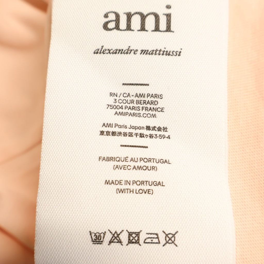 ami paris(アミパリス) Heart A Logo T-Shirts ハートAロゴTシャツ ロゴ刺繍クルーネック半袖Tシャツ ピンク SPEUTS055.726 レディース